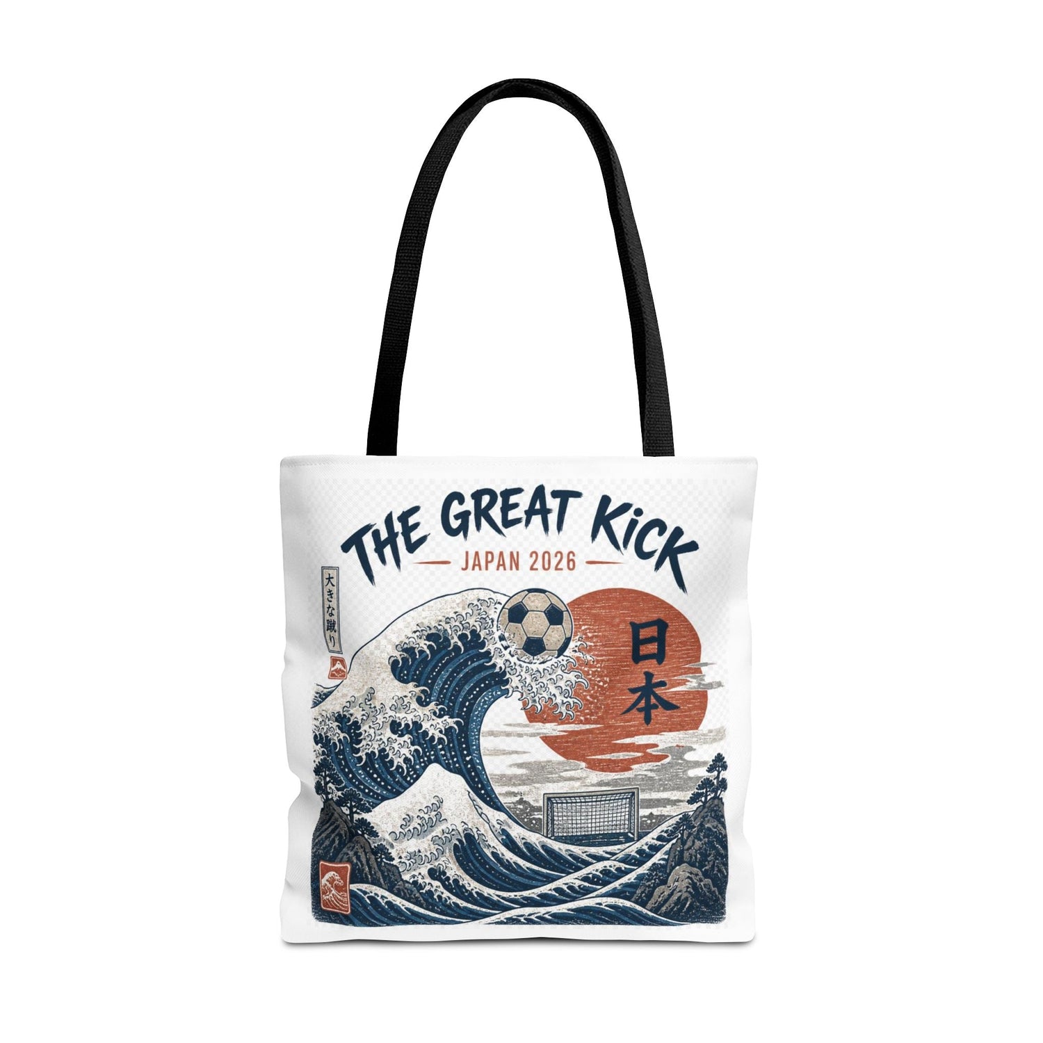 The Great Kick Japan Soccer Tote Bag — Japanese Wave Football Design Printify