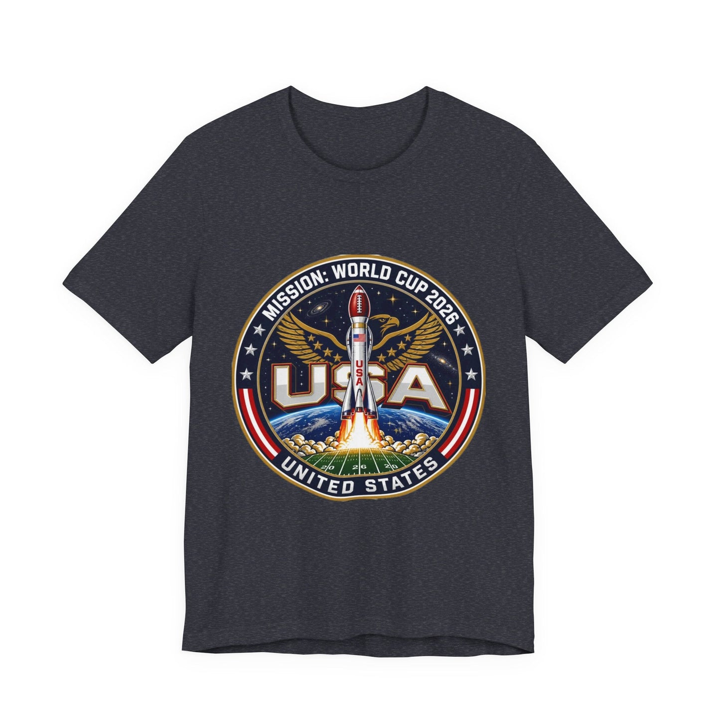USA Rocket Mission Tee — World Cup 2024 Vintage Space Graphic T-Shirt Printify