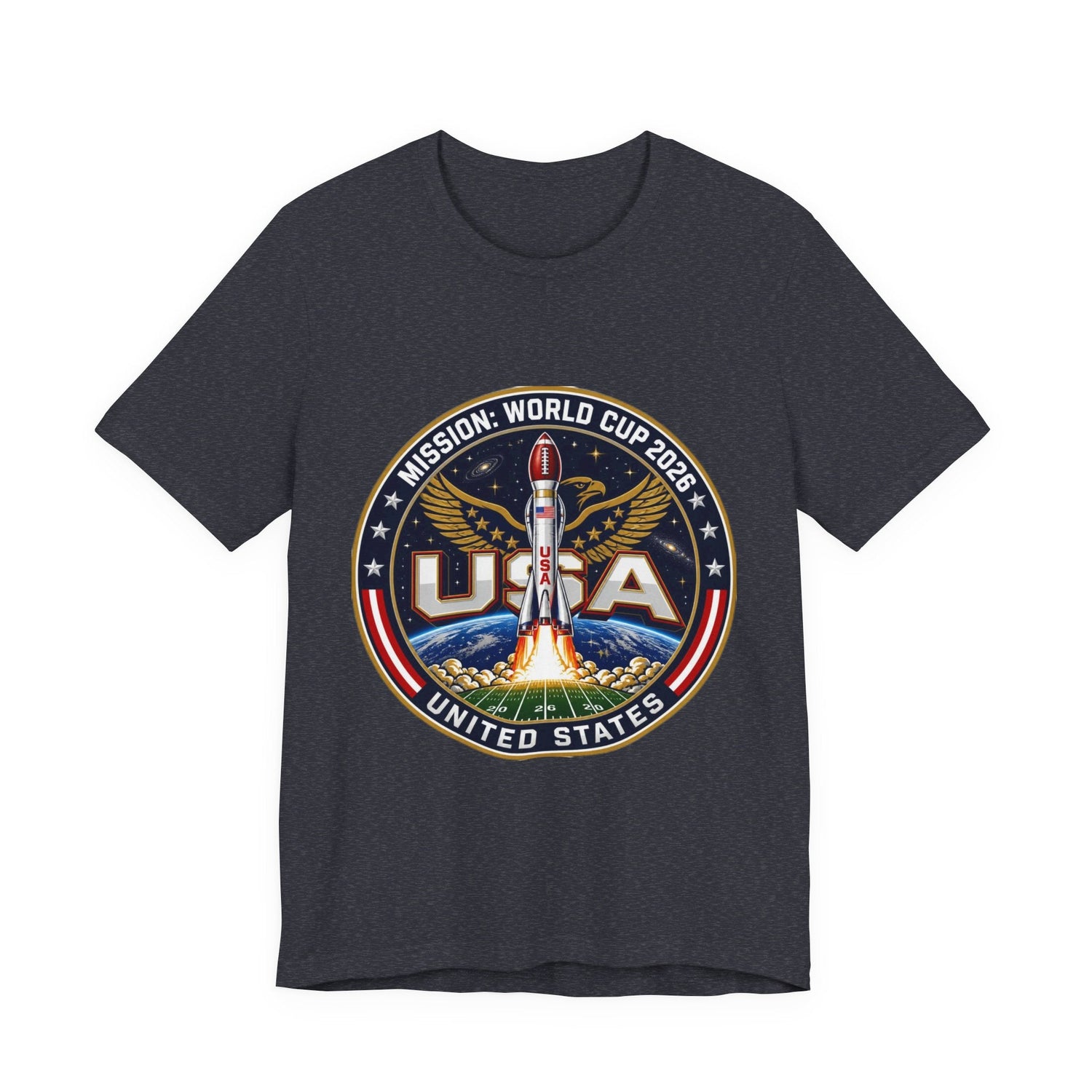 USA Rocket Mission Tee — World Cup 2024 Vintage Space Graphic T-Shirt Printify