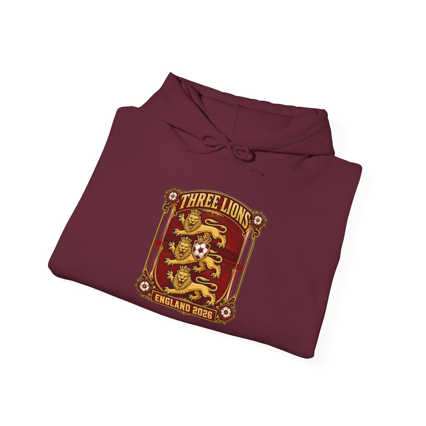 Three Lions England 2024 Hoodie — Retro Football Crest Hooded Sweatshirt Printify