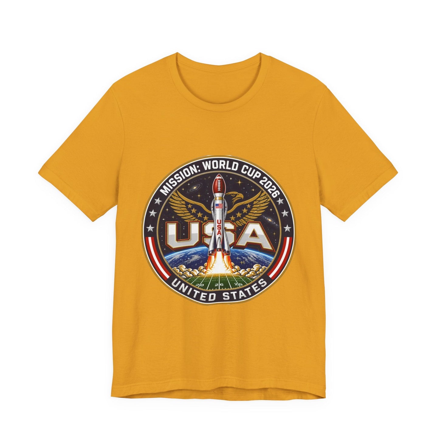 USA Rocket Mission Tee — World Cup 2024 Vintage Space Graphic T-Shirt Printify