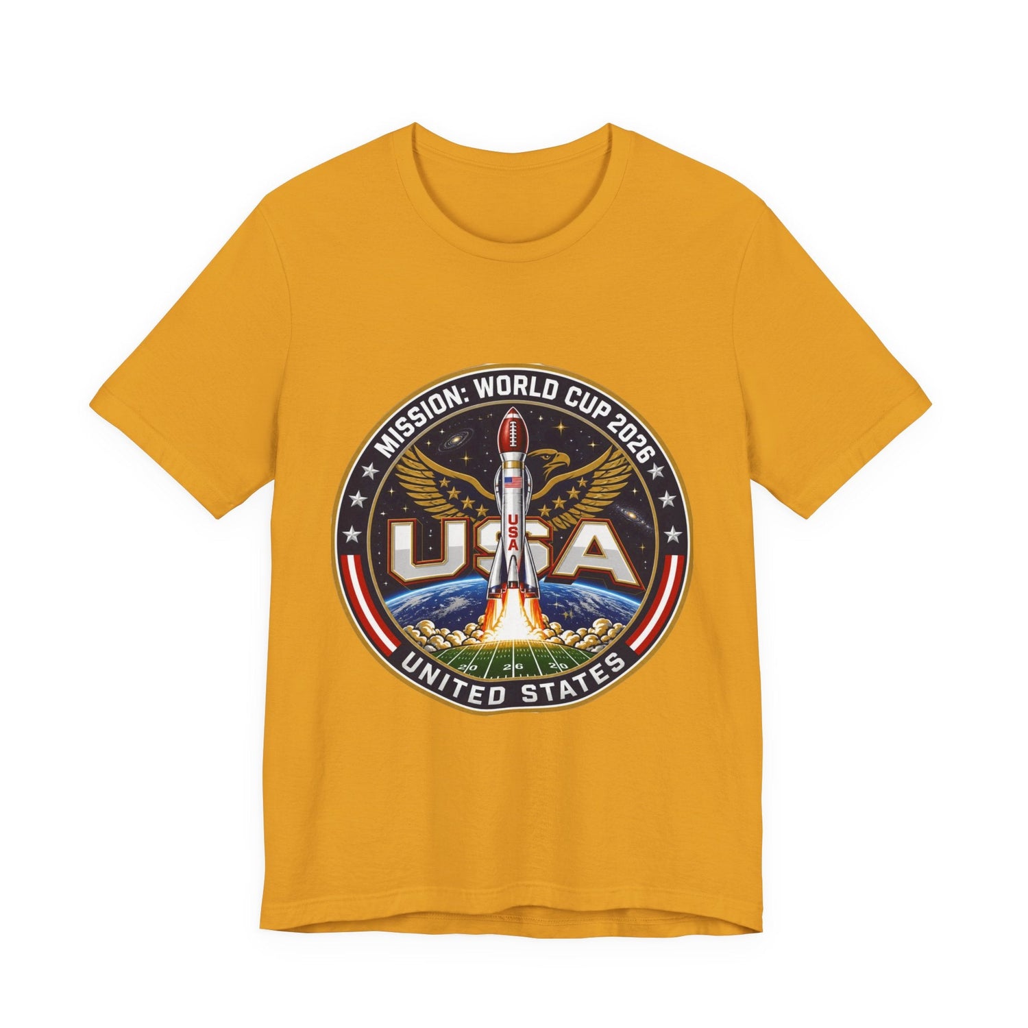 USA Rocket Mission Tee — World Cup 2024 Vintage Space Graphic T-Shirt Printify