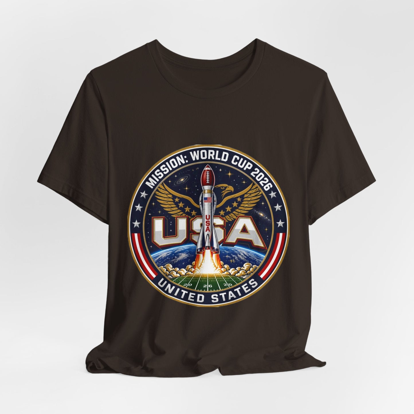 USA Rocket Mission Tee — World Cup 2024 Vintage Space Graphic T-Shirt Printify