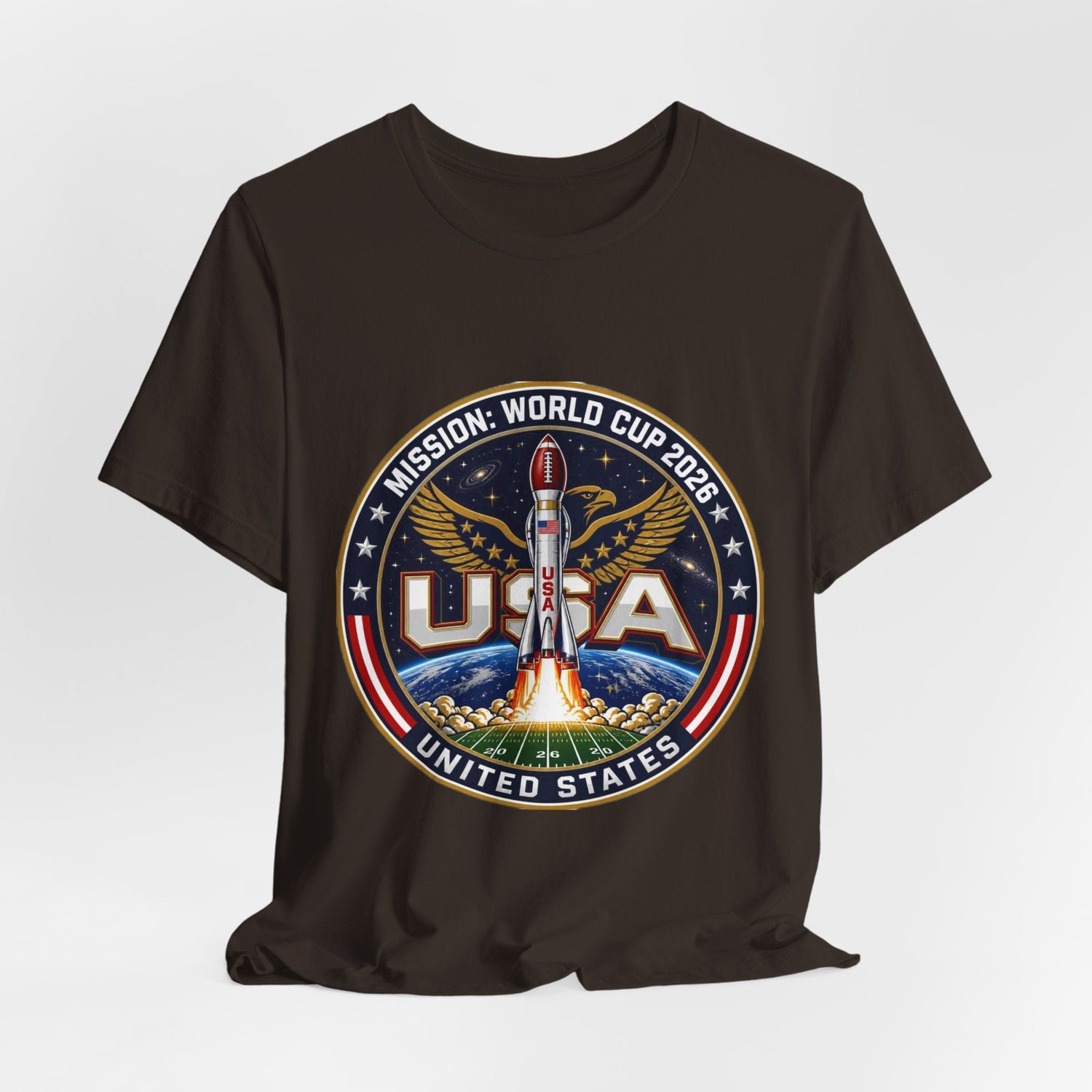USA Rocket Mission Tee — World Cup 2024 Vintage Space Graphic T-Shirt Printify