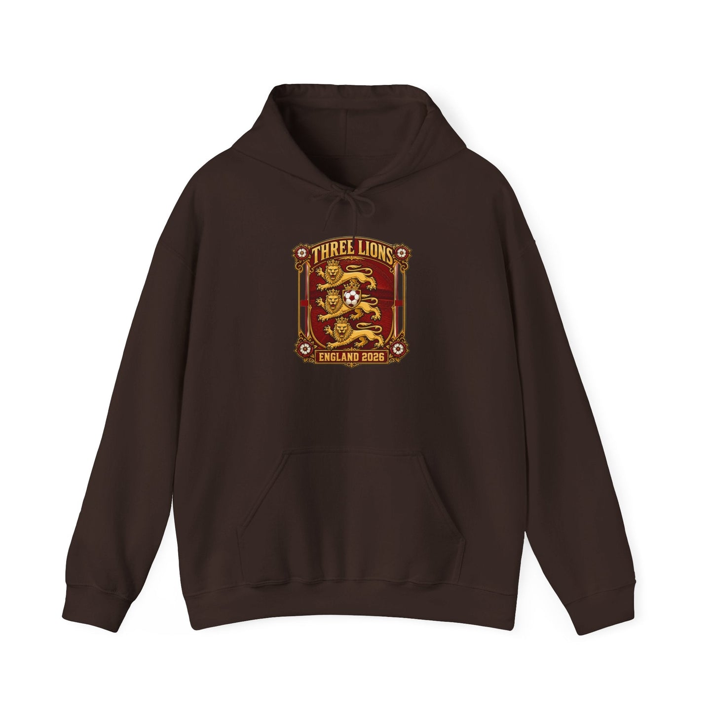 Three Lions England 2024 Hoodie — Retro Football Crest Hooded Sweatshirt Printify