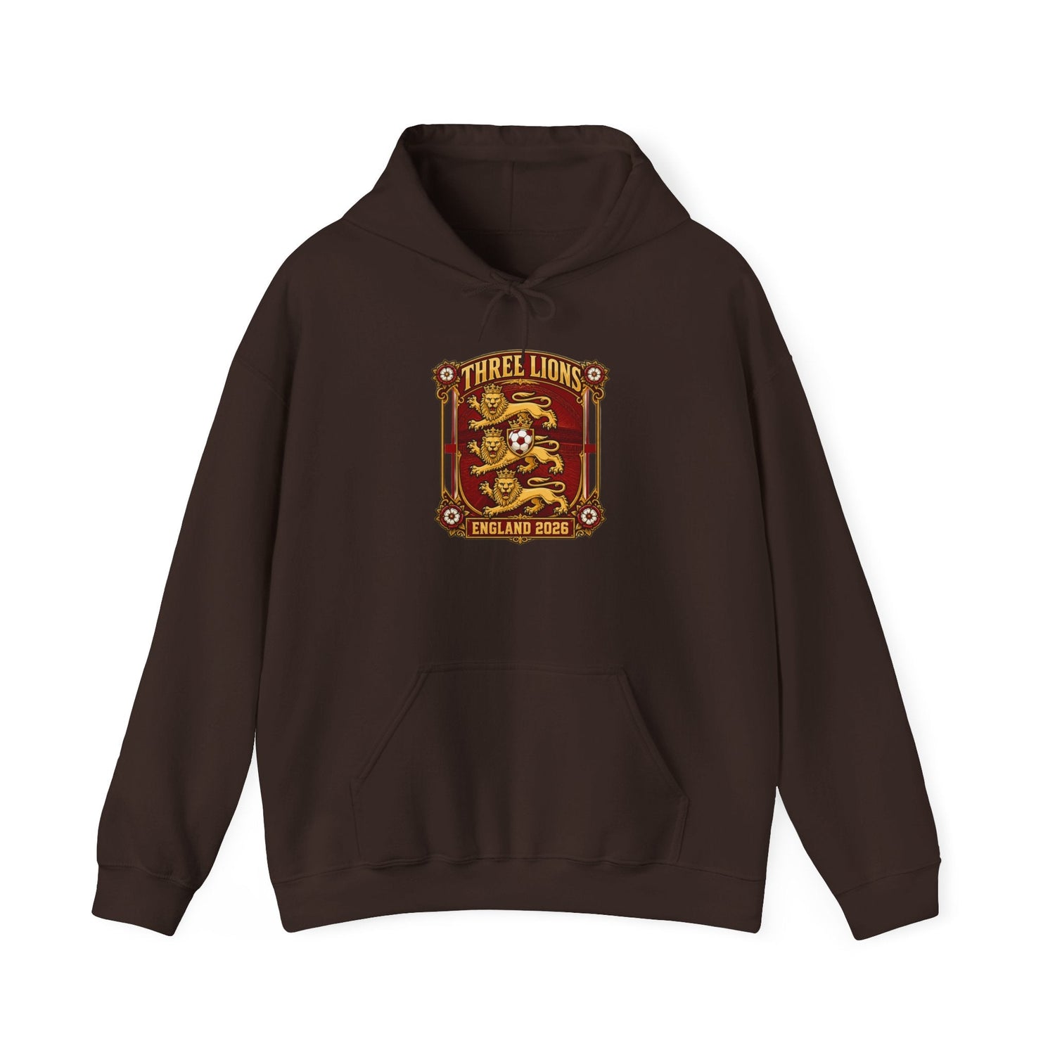 Three Lions England 2024 Hoodie — Retro Football Crest Hooded Sweatshirt Printify