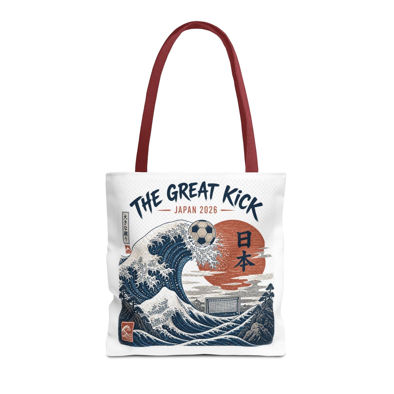 The Great Kick Japan Soccer Tote Bag — Japanese Wave Football Design Printify