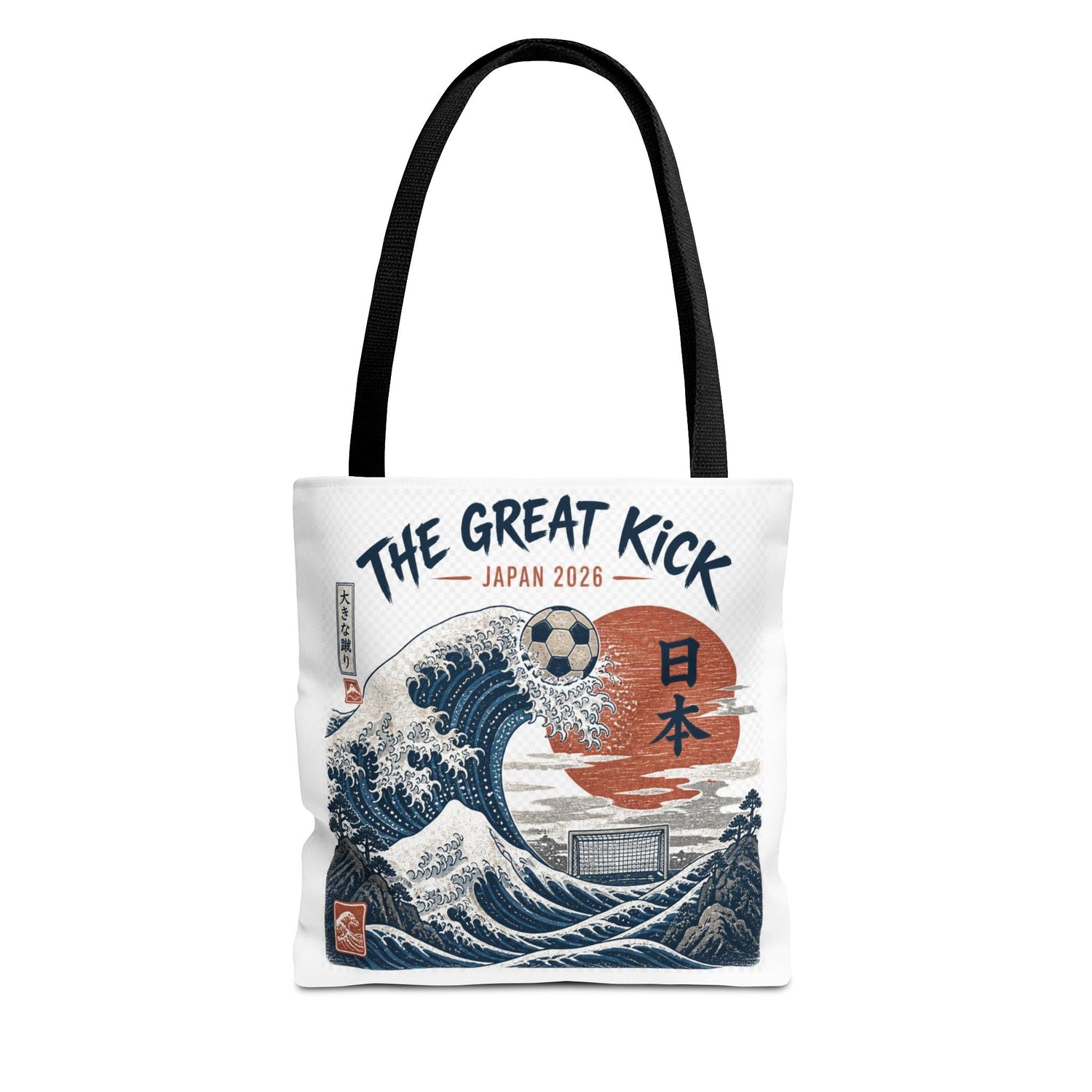 The Great Kick Japan Soccer Tote Bag — Japanese Wave Football Design Printify