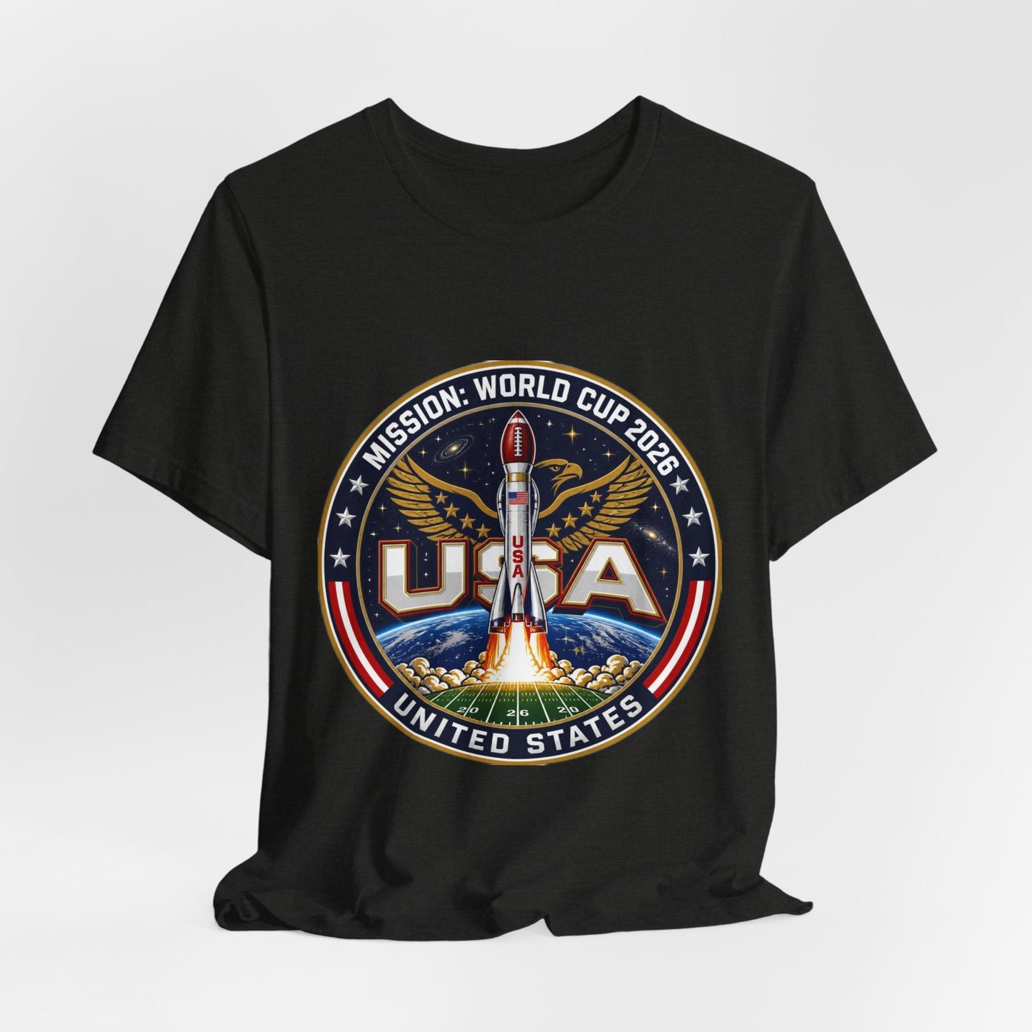 USA Rocket Mission Tee — World Cup 2024 Vintage Space Graphic T-Shirt Printify