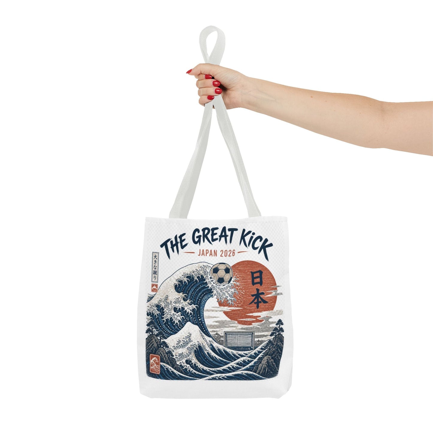 The Great Kick Japan Soccer Tote Bag — Japanese Wave Football Design Printify