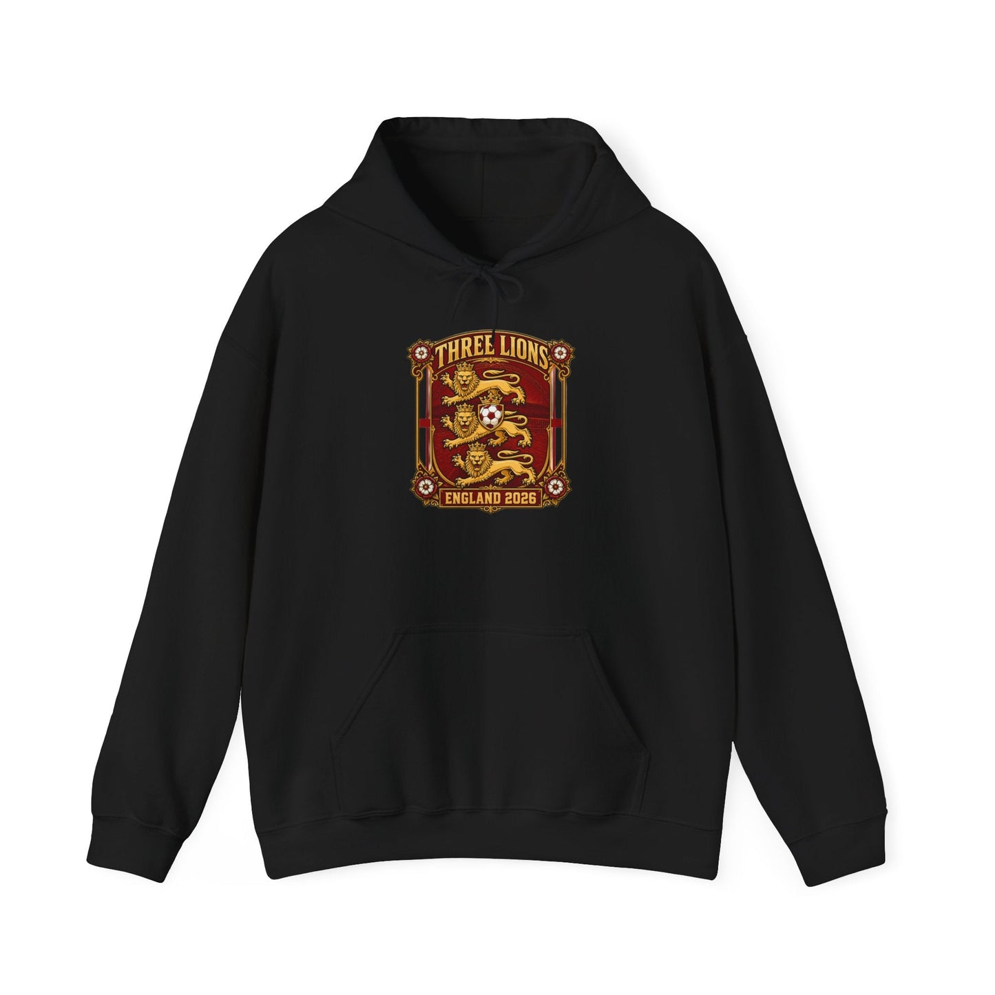 Three Lions England 2024 Hoodie — Retro Football Crest Hooded Sweatshirt Printify