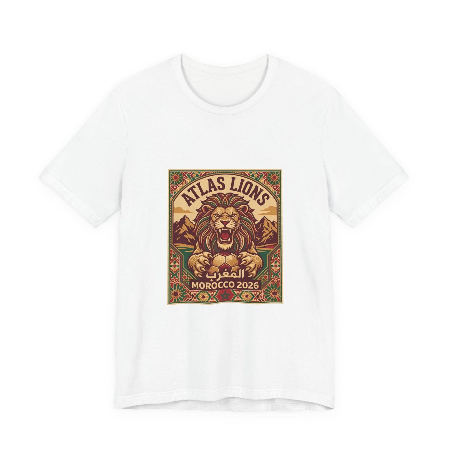 Atlas Lions Morocco 2026 Tee — Vintage Soccer Lion Graphic T-Shirt Printify