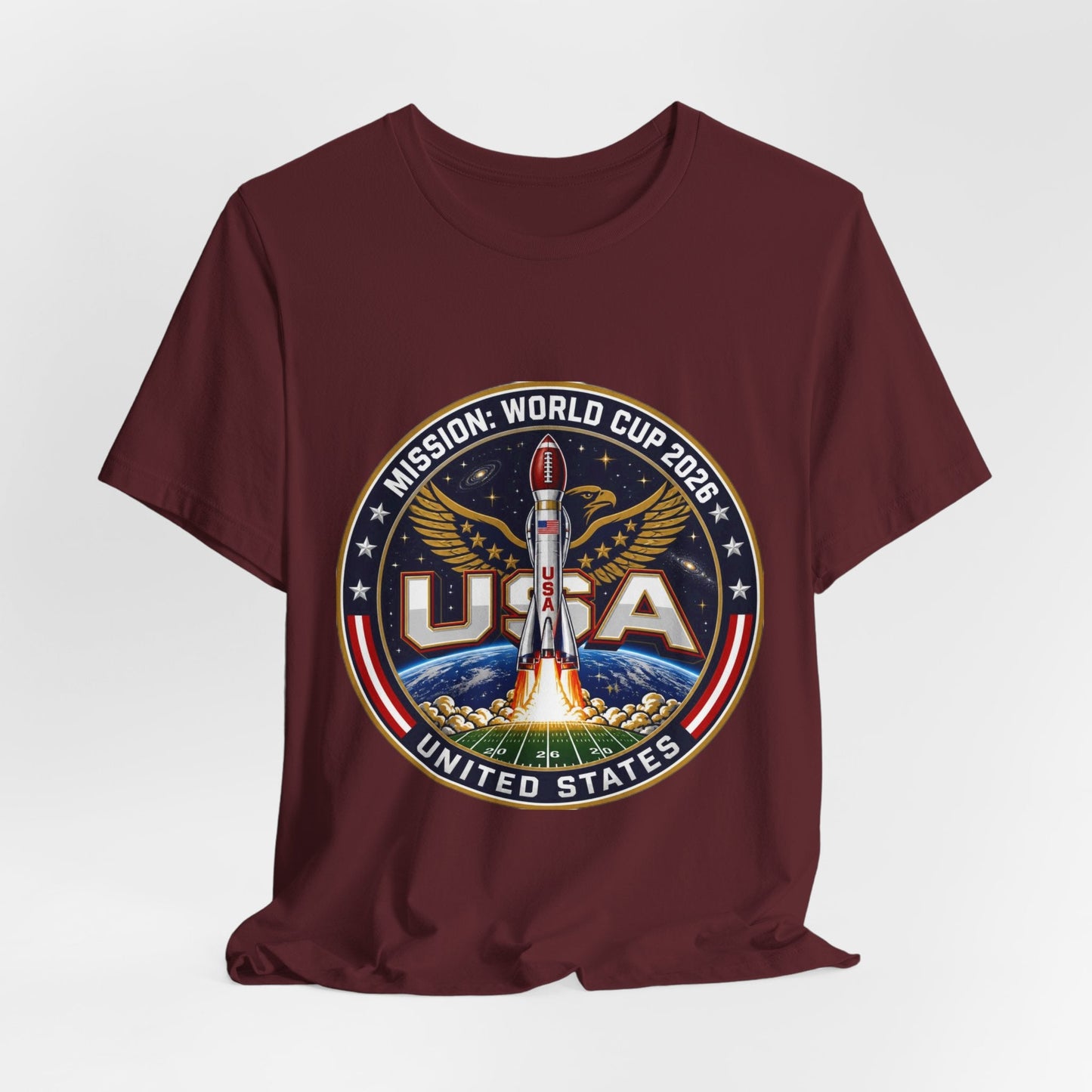 USA Rocket Mission Tee — World Cup 2024 Vintage Space Graphic T-Shirt Printify