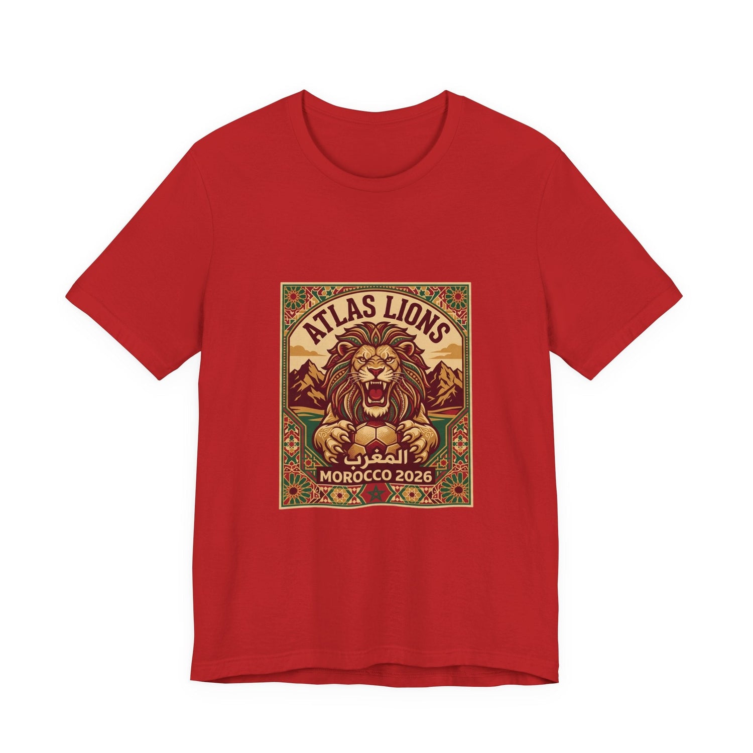 Atlas Lions Morocco 2026 Tee — Vintage Soccer Lion Graphic T-Shirt Printify