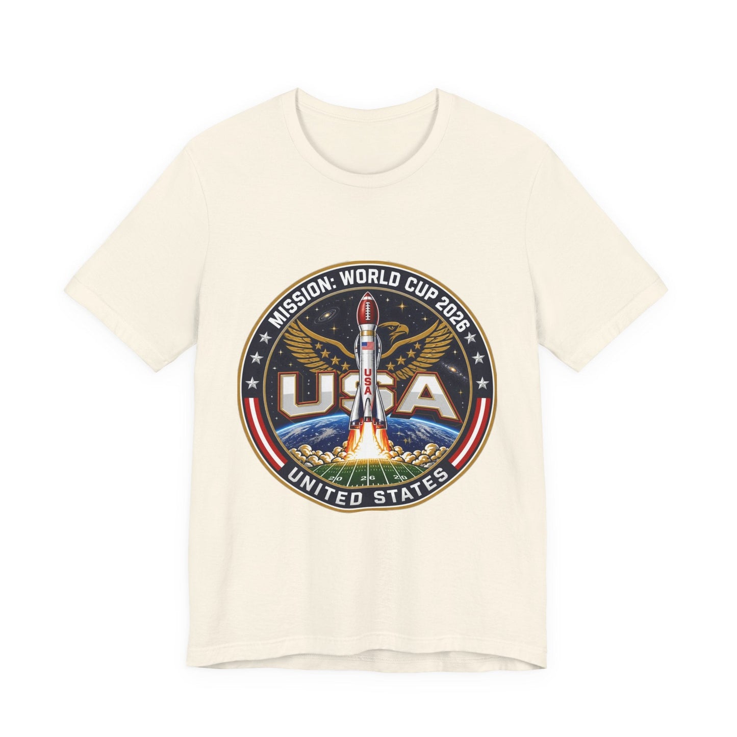 USA Rocket Mission Tee — World Cup 2024 Vintage Space Graphic T-Shirt Printify