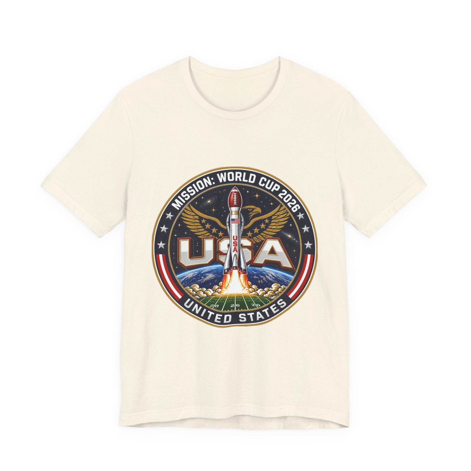 USA Rocket Mission Tee — World Cup 2024 Vintage Space Graphic T-Shirt Printify