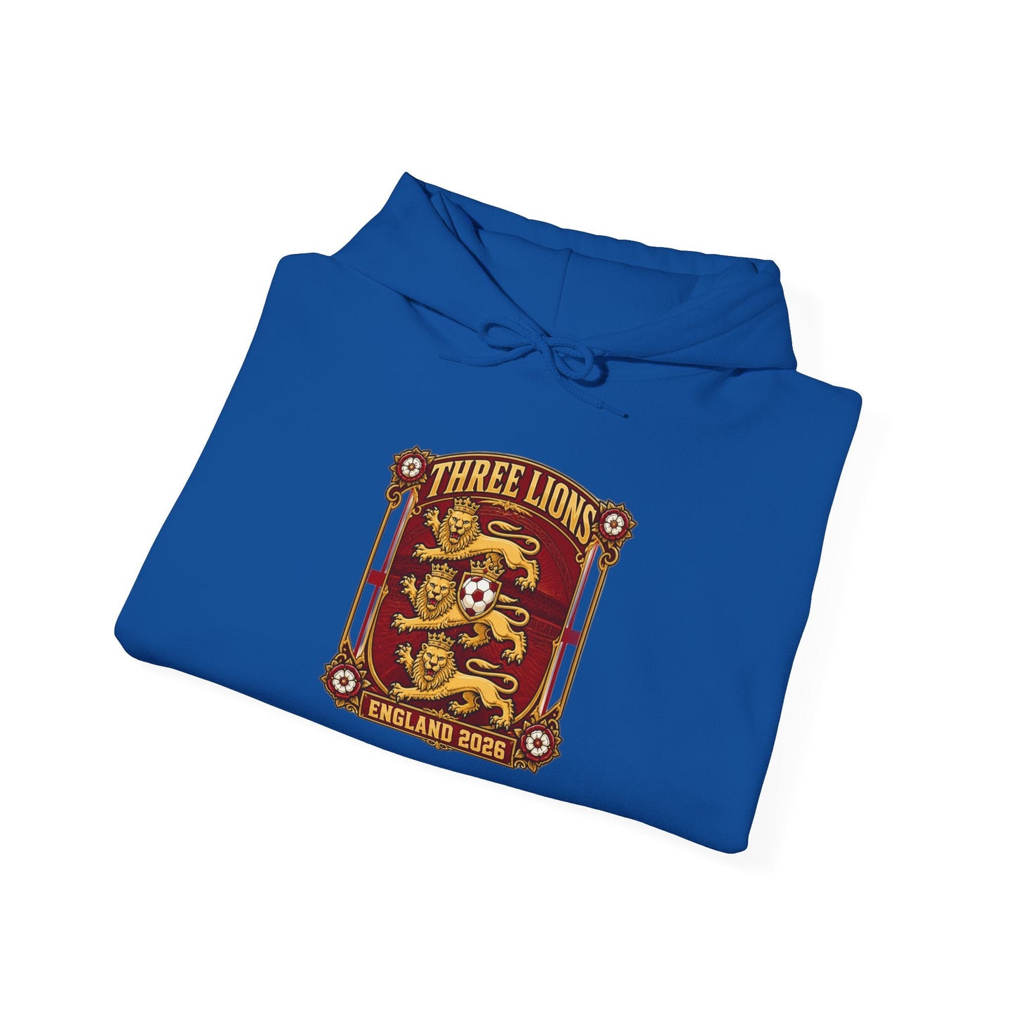 Three Lions England 2024 Hoodie — Retro Football Crest Hooded Sweatshirt Printify