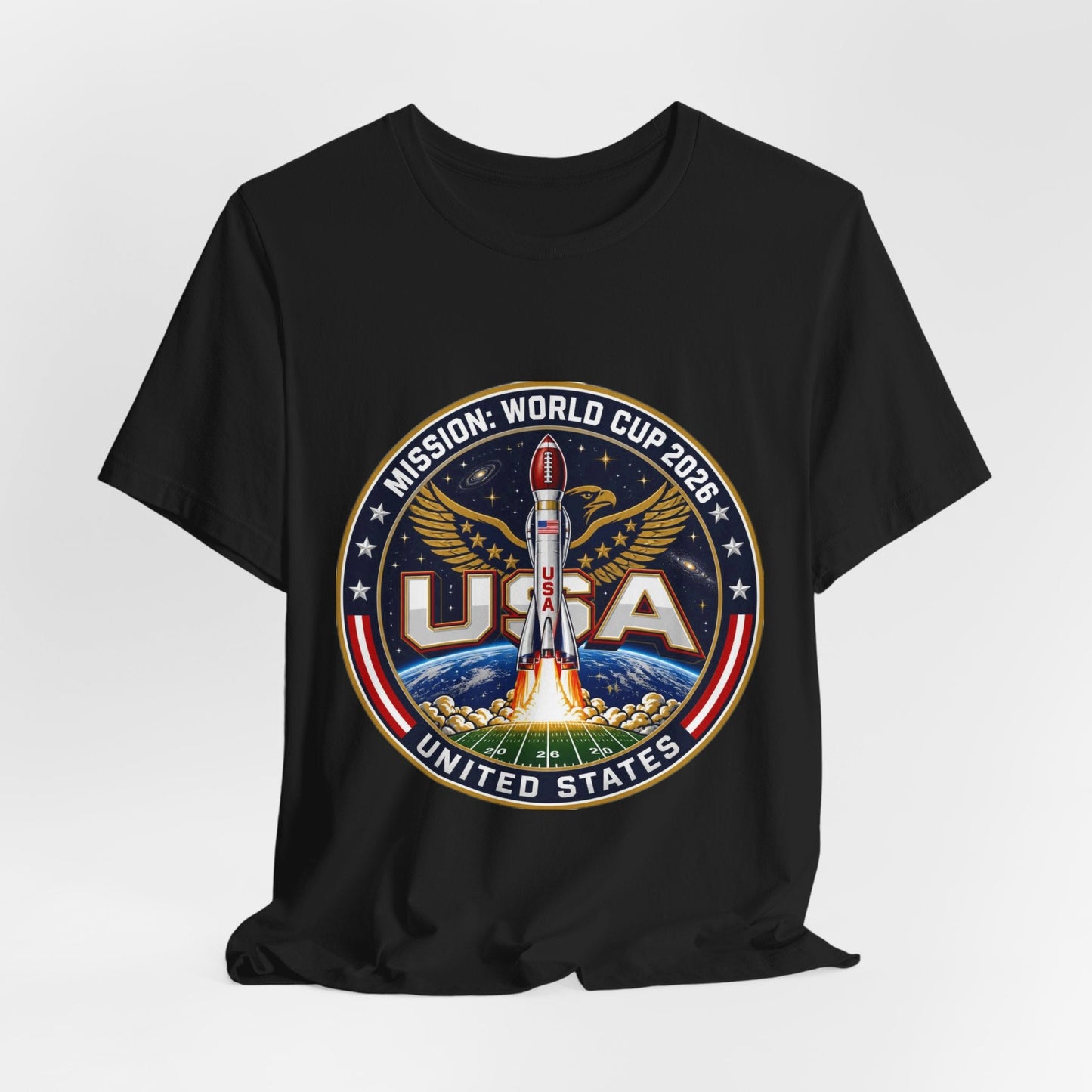 USA Rocket Mission Tee — World Cup 2024 Vintage Space Graphic T-Shirt Printify