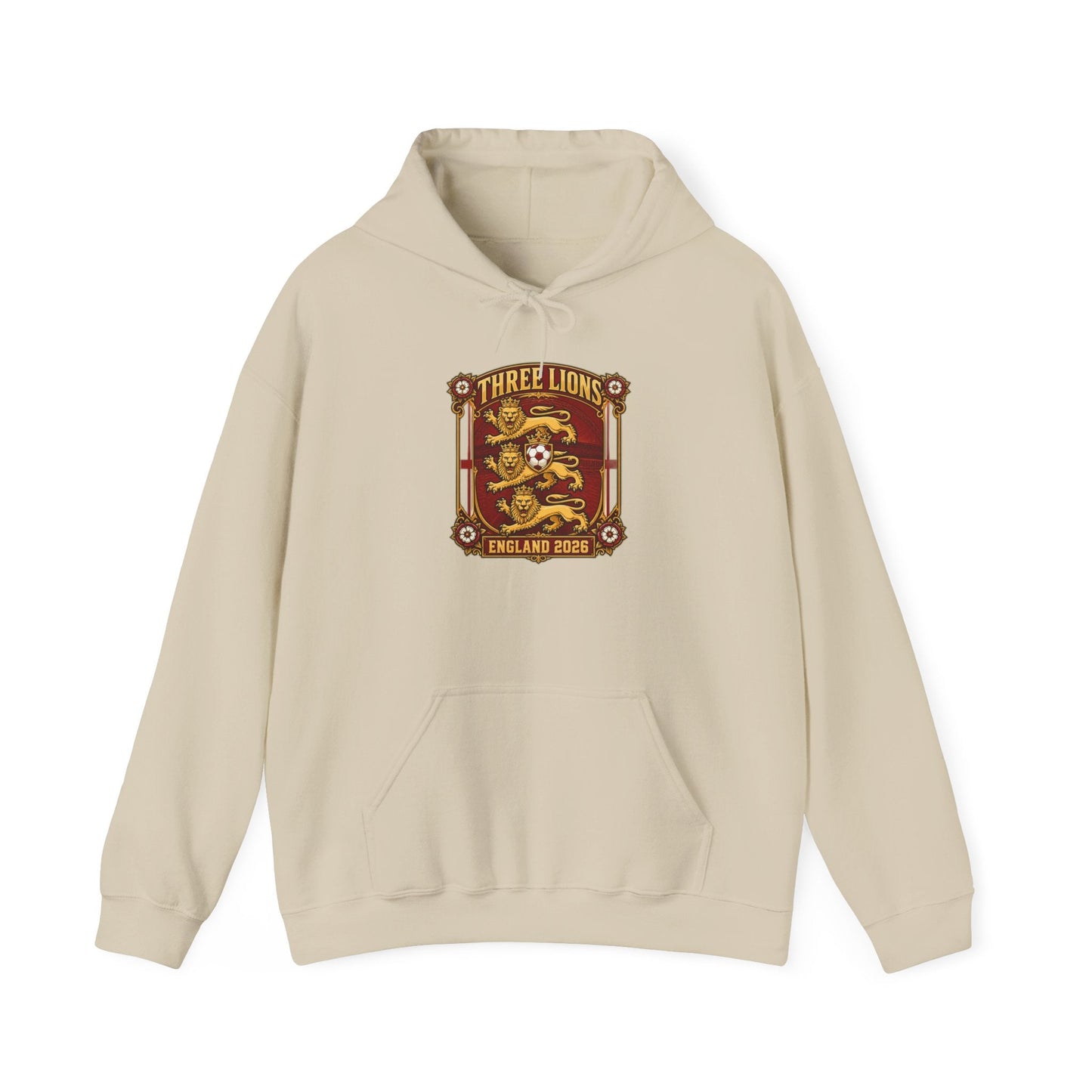 Three Lions England 2024 Hoodie — Retro Football Crest Hooded Sweatshirt Printify