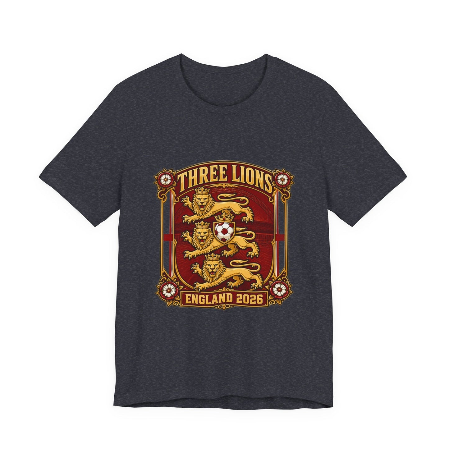 Three Lions England 2026 T‑Shirt — Vintage Football Crest Tee Printify