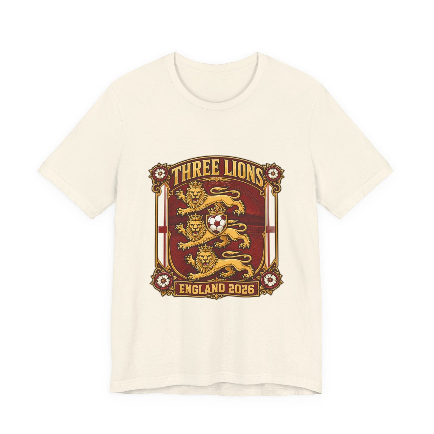 Three Lions England 2026 T‑Shirt — Vintage Football Crest Tee Printify