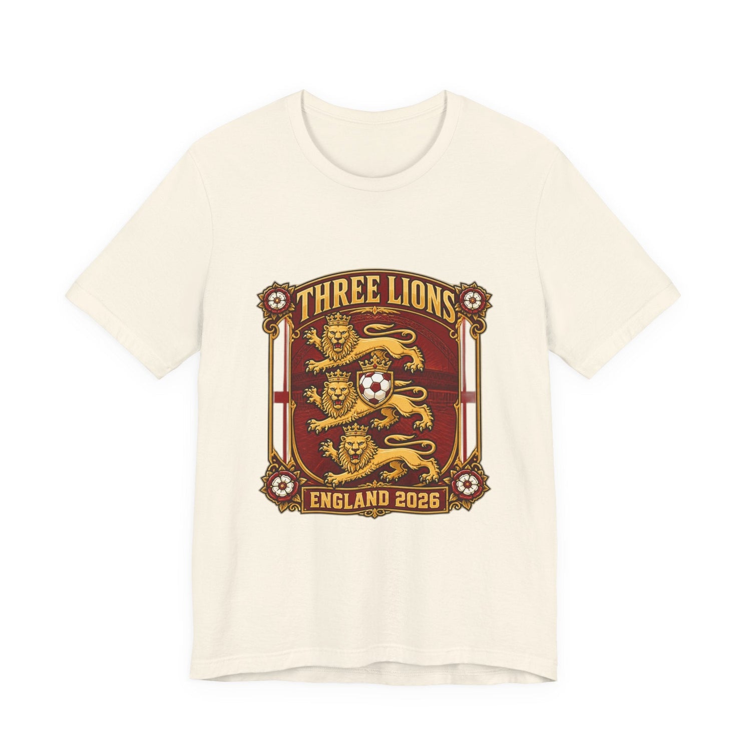 Three Lions England 2026 T‑Shirt — Vintage Football Crest Tee Printify