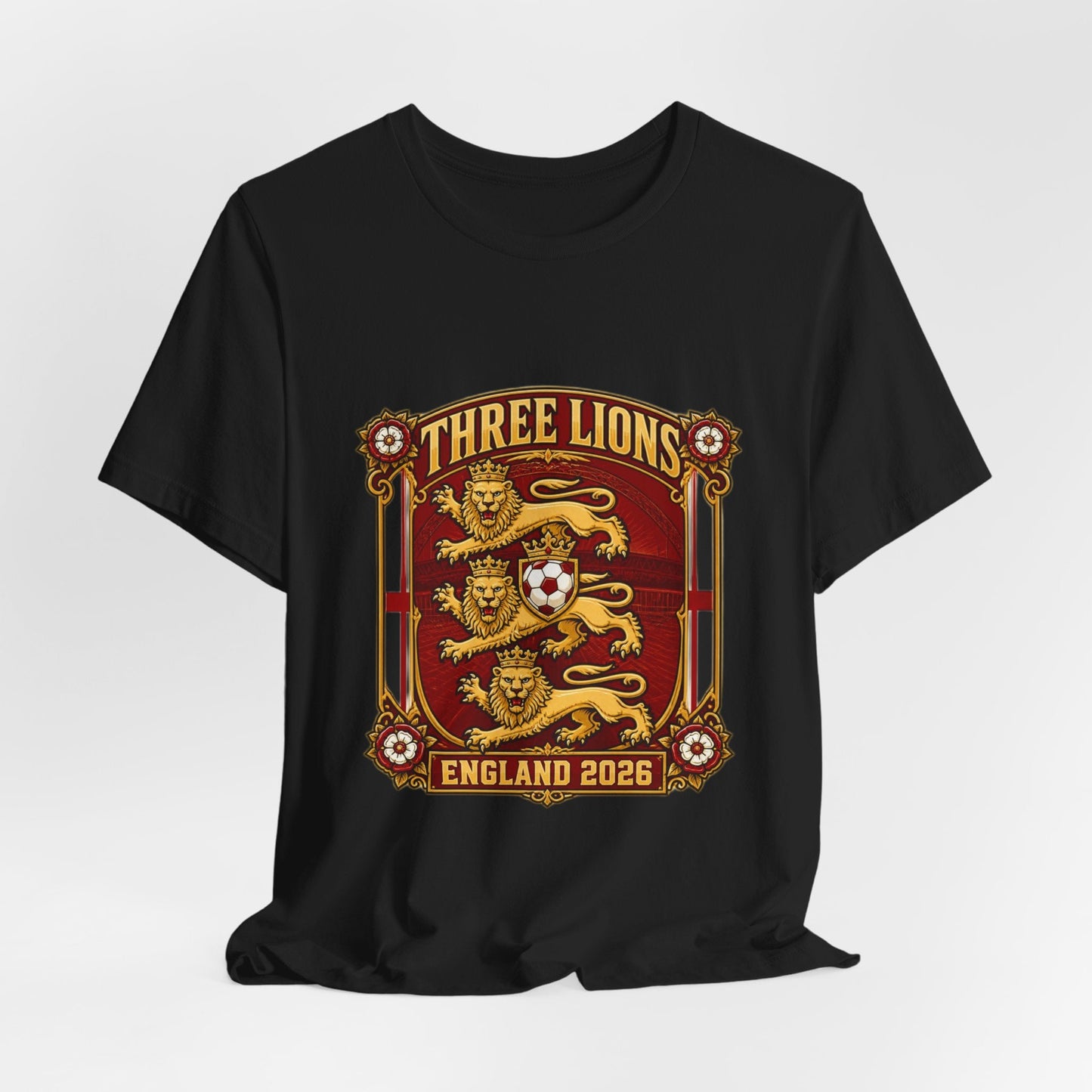 Three Lions England 2026 T‑Shirt — Vintage Football Crest Tee Printify