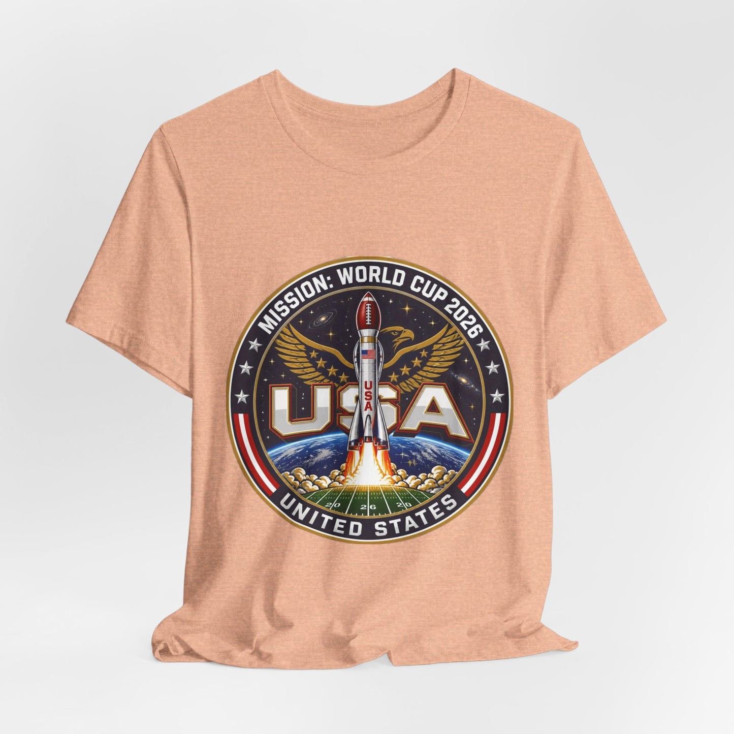 USA Rocket Mission Tee — World Cup 2024 Vintage Space Graphic T-Shirt Printify