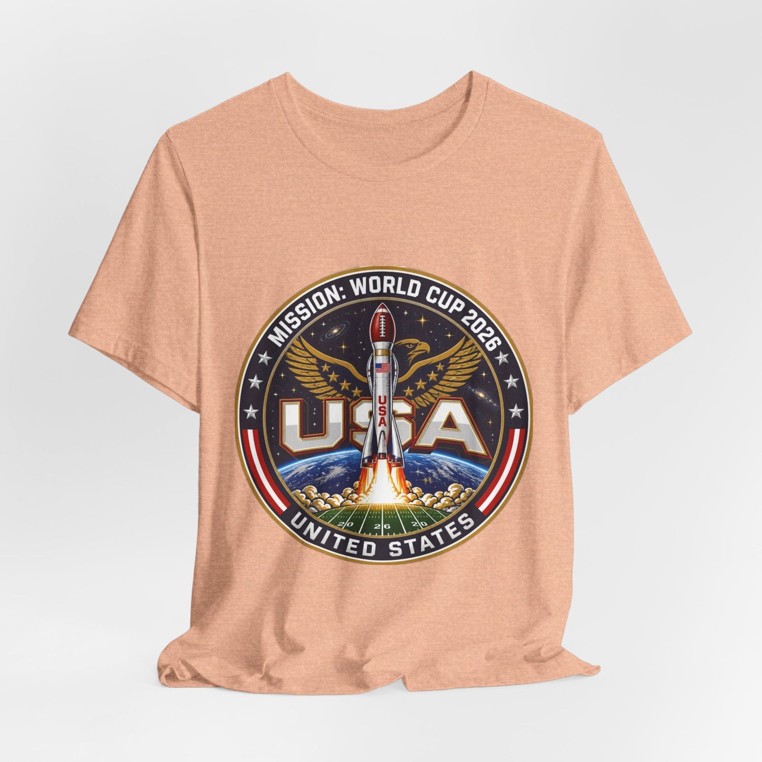 USA Rocket Mission Tee — World Cup 2024 Vintage Space Graphic T-Shirt Printify