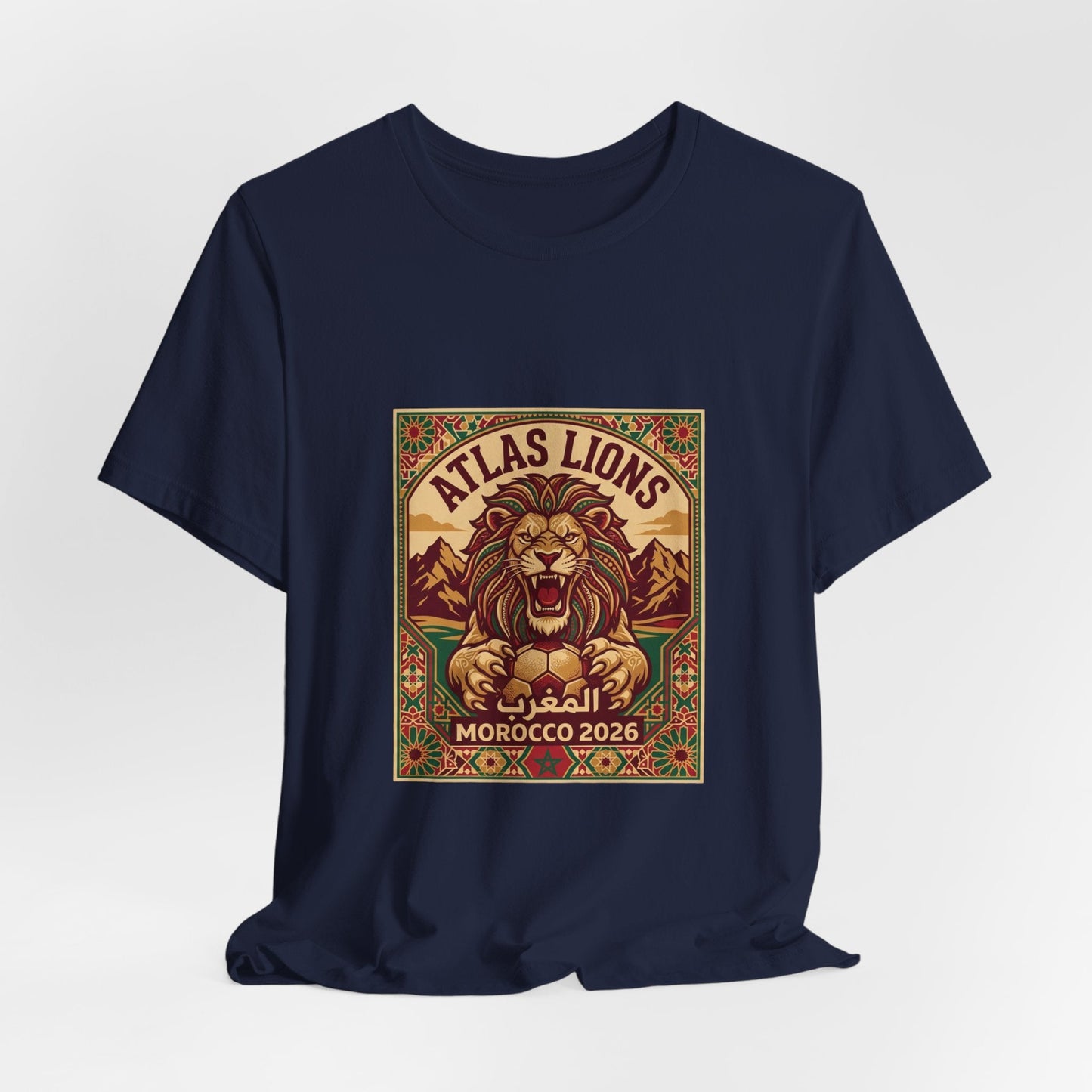 Atlas Lions Morocco 2026 Tee — Vintage Soccer Lion Graphic T-Shirt Printify