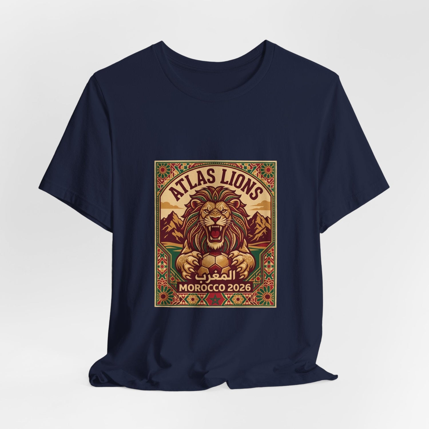 Atlas Lions Morocco 2026 Tee — Vintage Soccer Lion Graphic T-Shirt Printify