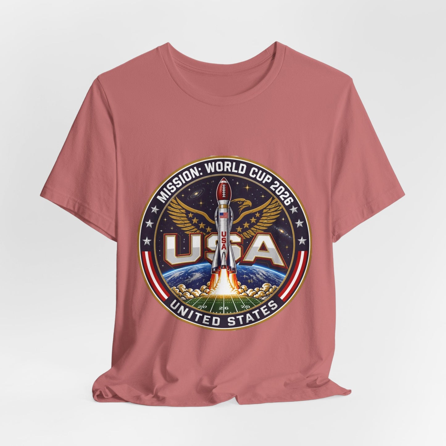 USA Rocket Mission Tee — World Cup 2024 Vintage Space Graphic T-Shirt Printify