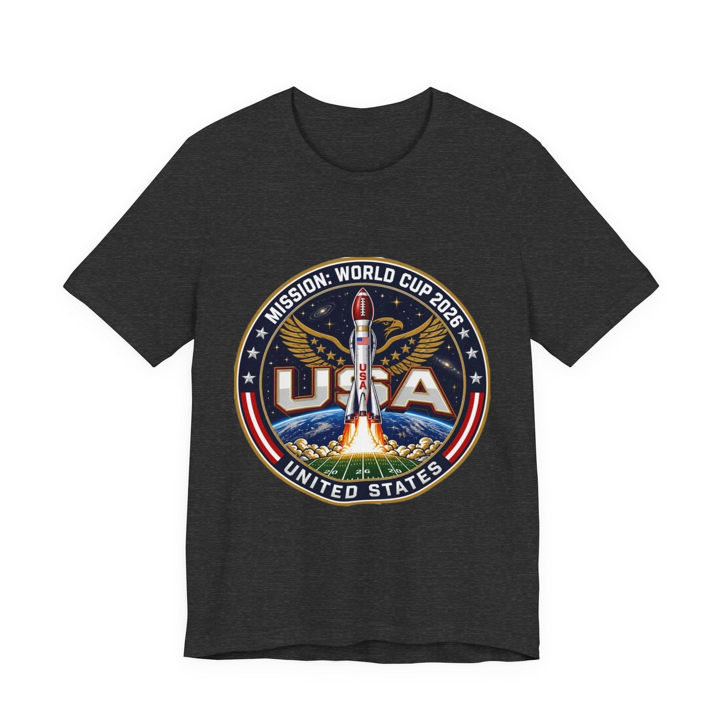 USA Rocket Mission Tee — World Cup 2024 Vintage Space Graphic T-Shirt Printify
