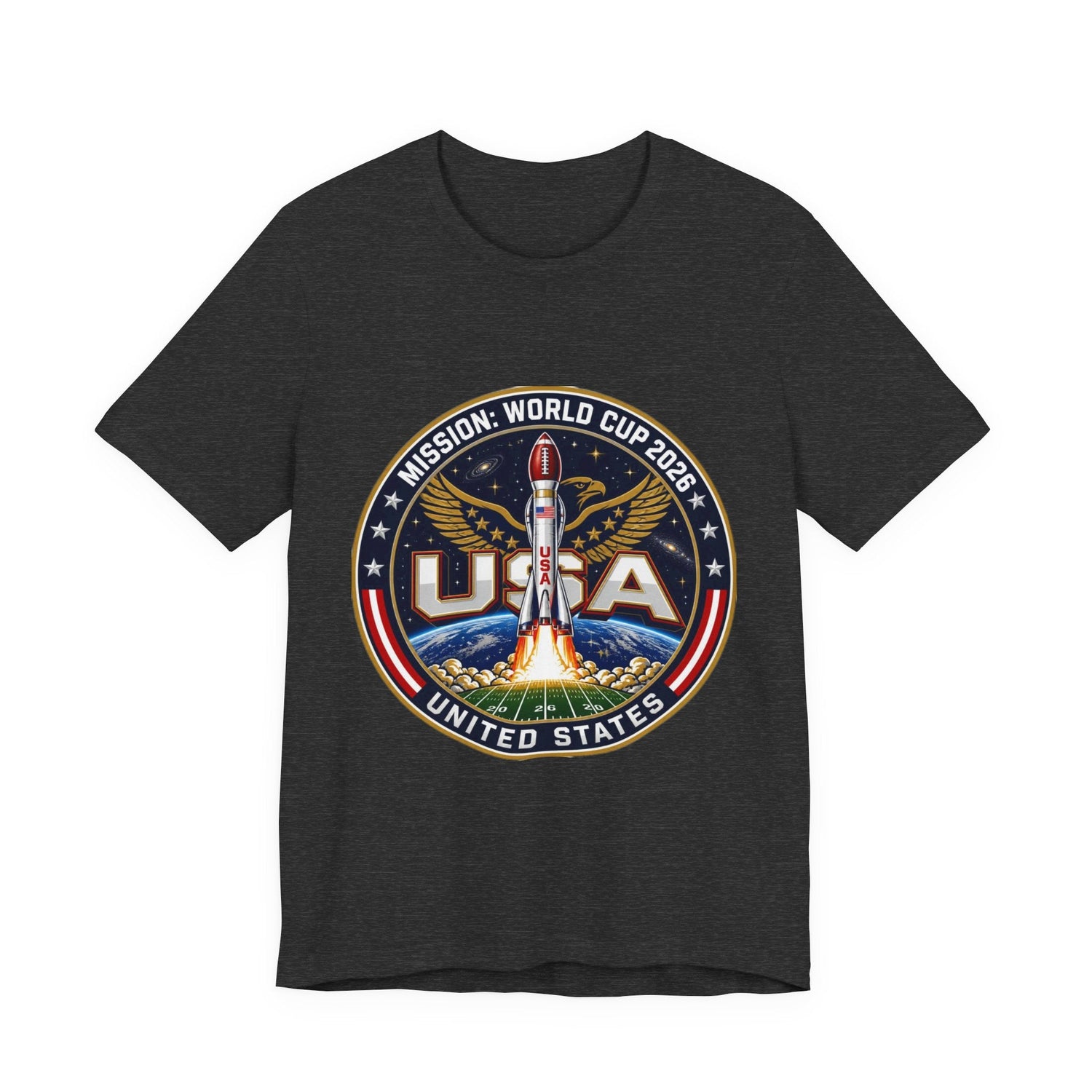 USA Rocket Mission Tee — World Cup 2024 Vintage Space Graphic T-Shirt Printify