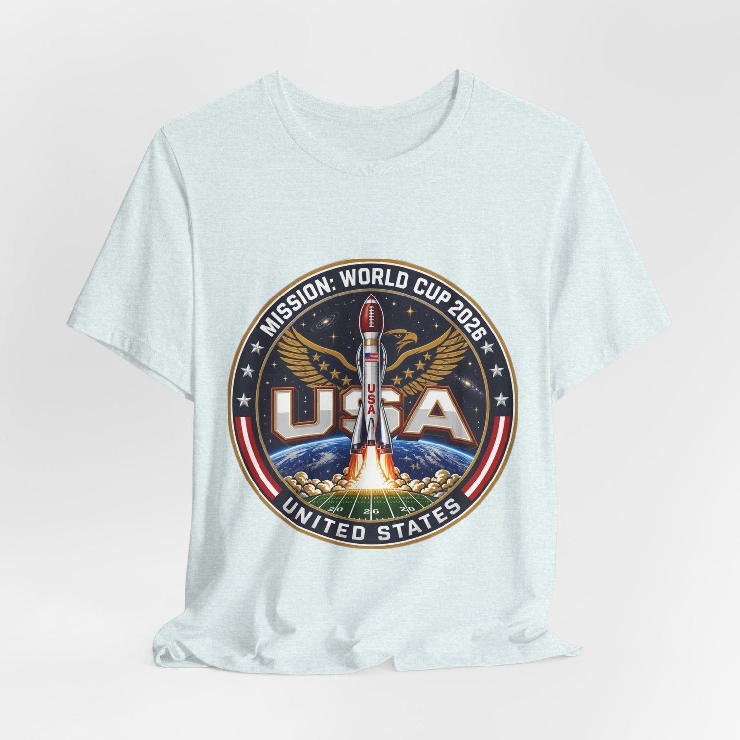 USA Rocket Mission Tee — World Cup 2024 Vintage Space Graphic T-Shirt Printify