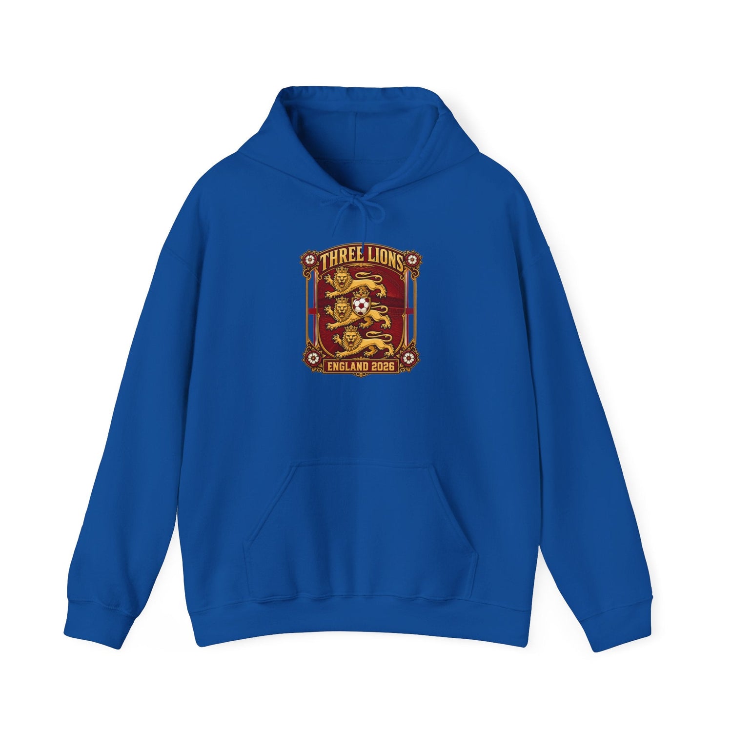 Three Lions England 2024 Hoodie — Retro Football Crest Hooded Sweatshirt Printify