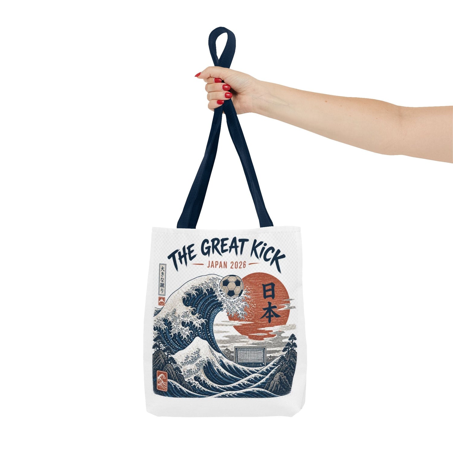The Great Kick Japan Soccer Tote Bag — Japanese Wave Football Design Printify