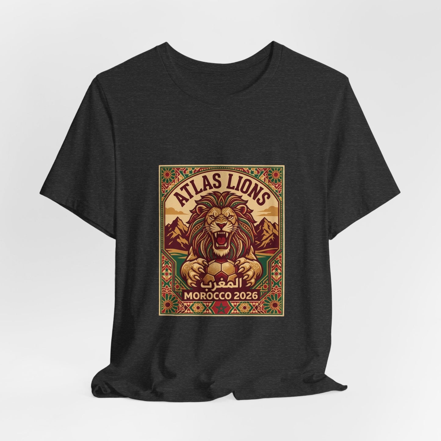 Atlas Lions Morocco 2026 Tee — Vintage Soccer Lion Graphic T-Shirt Printify