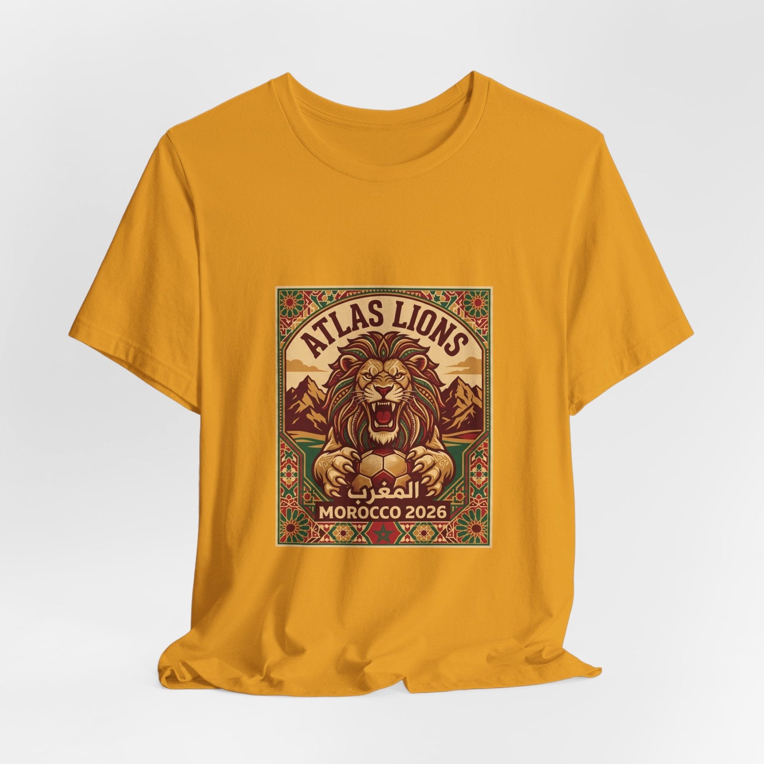 Atlas Lions Morocco 2026 Tee — Vintage Soccer Lion Graphic T-Shirt Printify