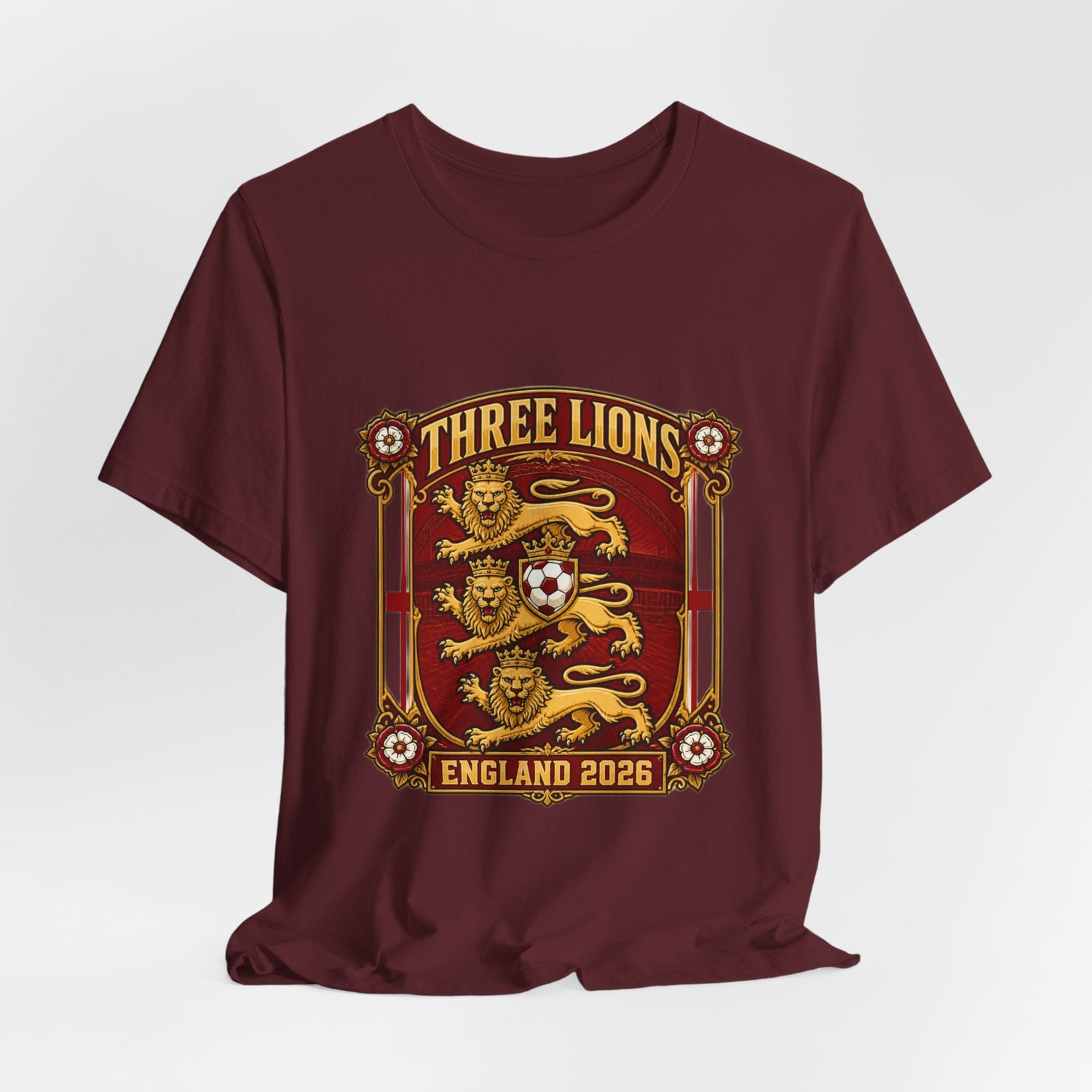 Three Lions England 2026 T‑Shirt — Vintage Football Crest Tee Printify