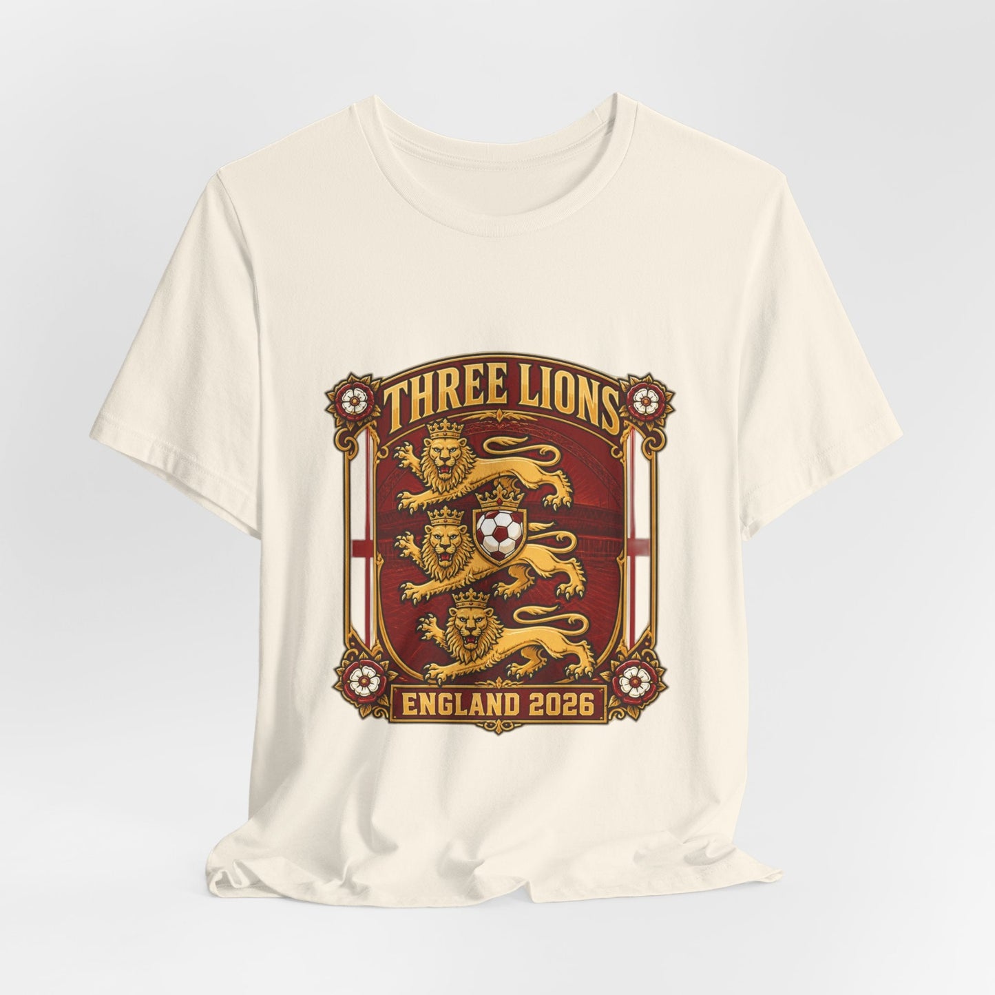 Three Lions England 2026 T‑Shirt — Vintage Football Crest Tee Printify