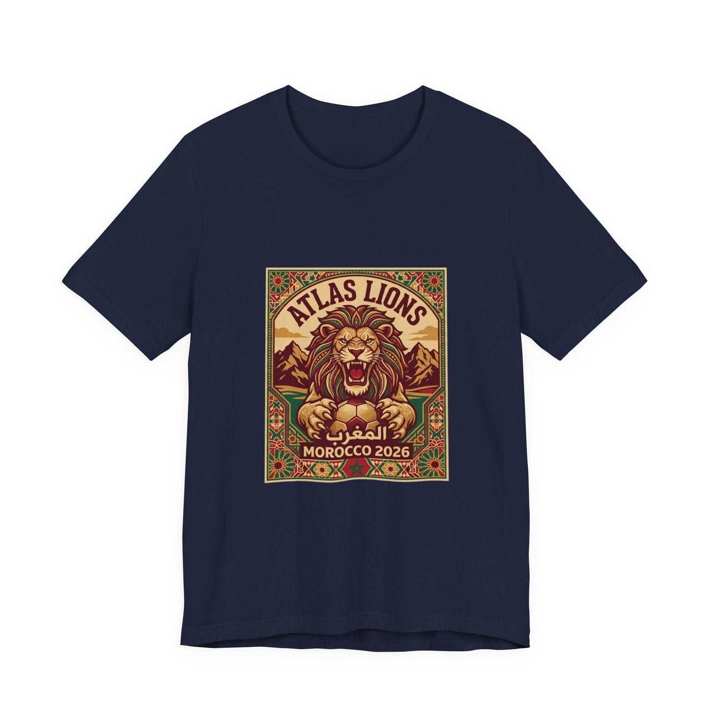 Atlas Lions Morocco 2026 Tee — Vintage Soccer Lion Graphic T-Shirt Printify