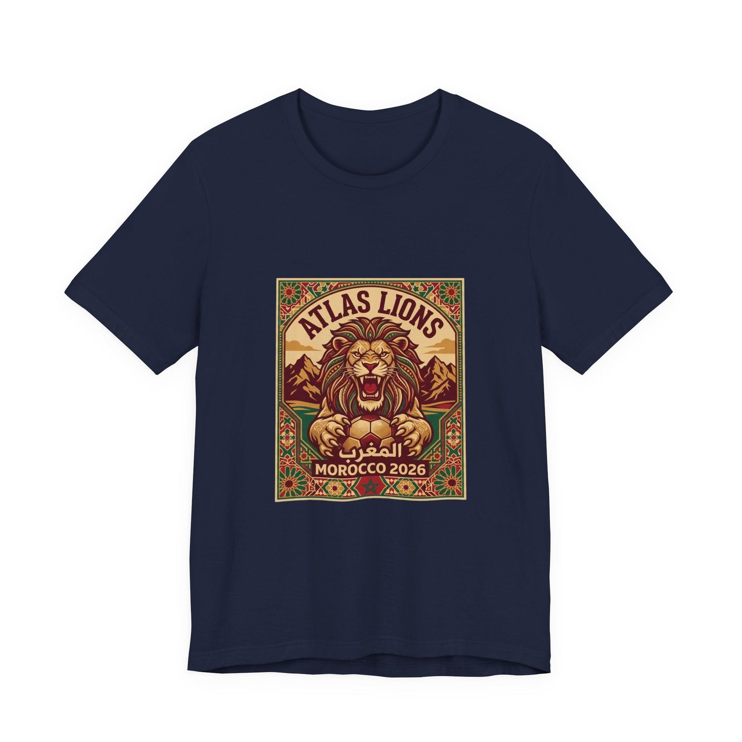 Atlas Lions Morocco 2026 Tee — Vintage Soccer Lion Graphic T-Shirt Printify