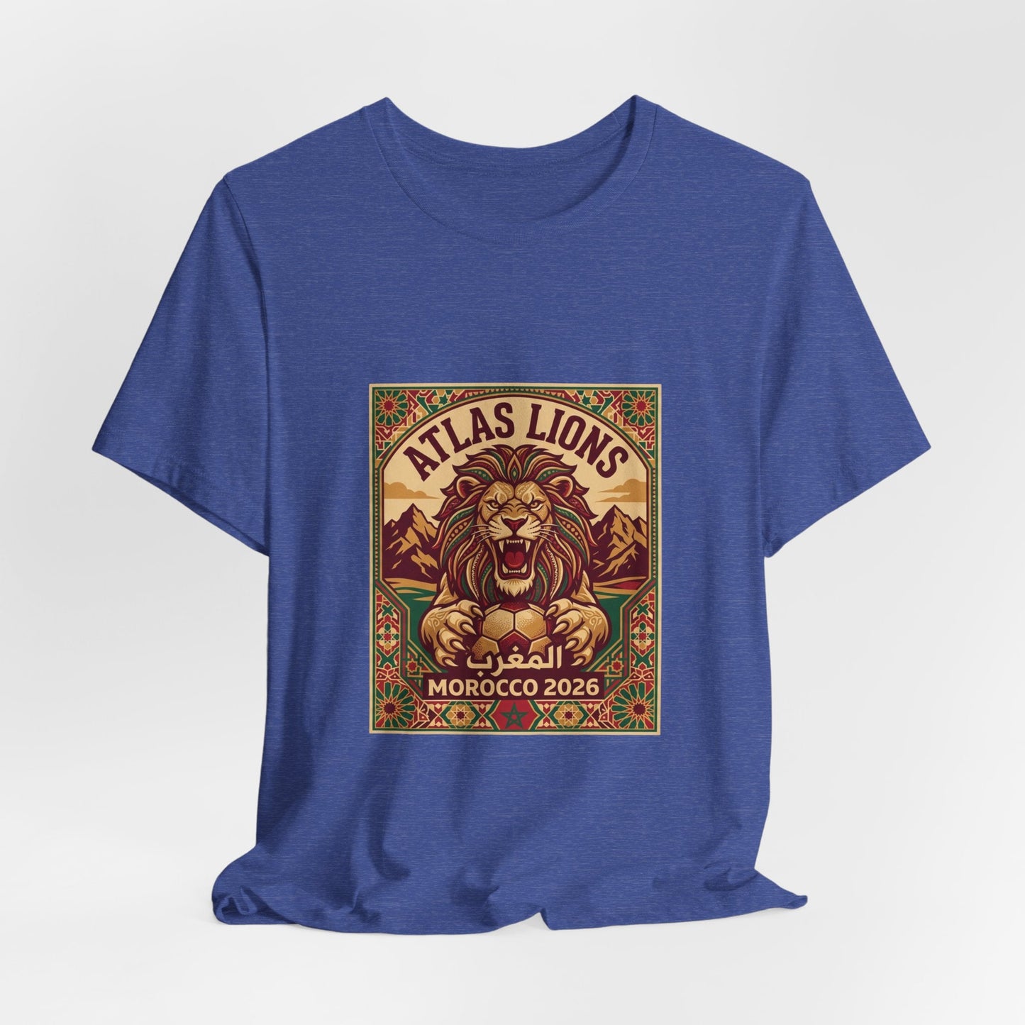 Atlas Lions Morocco 2026 Tee — Vintage Soccer Lion Graphic T-Shirt Printify