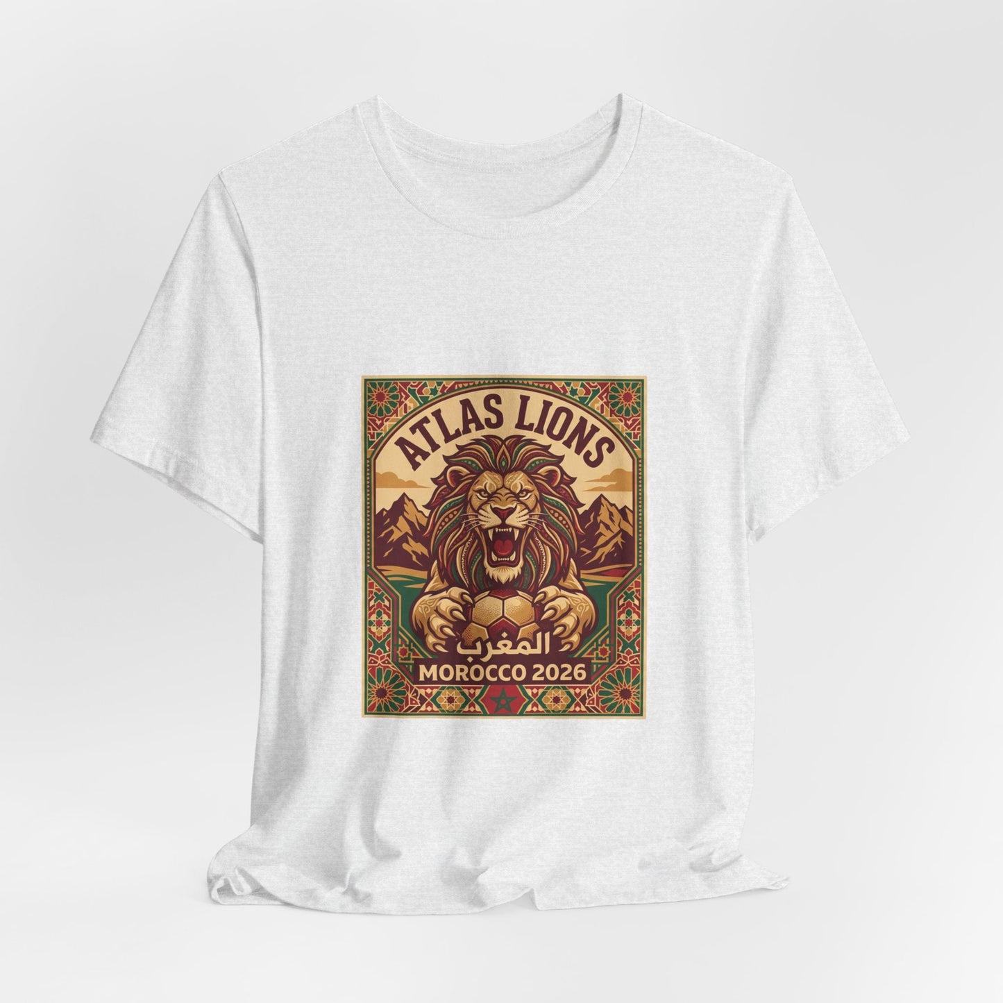 Atlas Lions Morocco 2026 Tee — Vintage Soccer Lion Graphic T-Shirt Printify