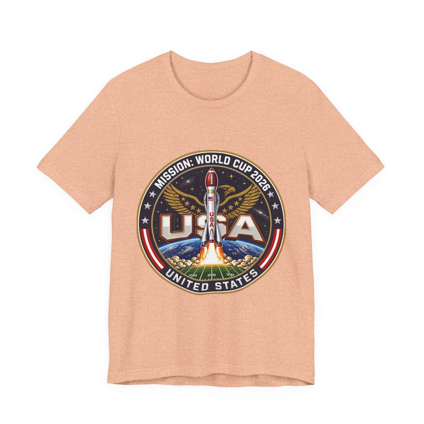 USA Rocket Mission Tee — World Cup 2024 Vintage Space Graphic T-Shirt Printify