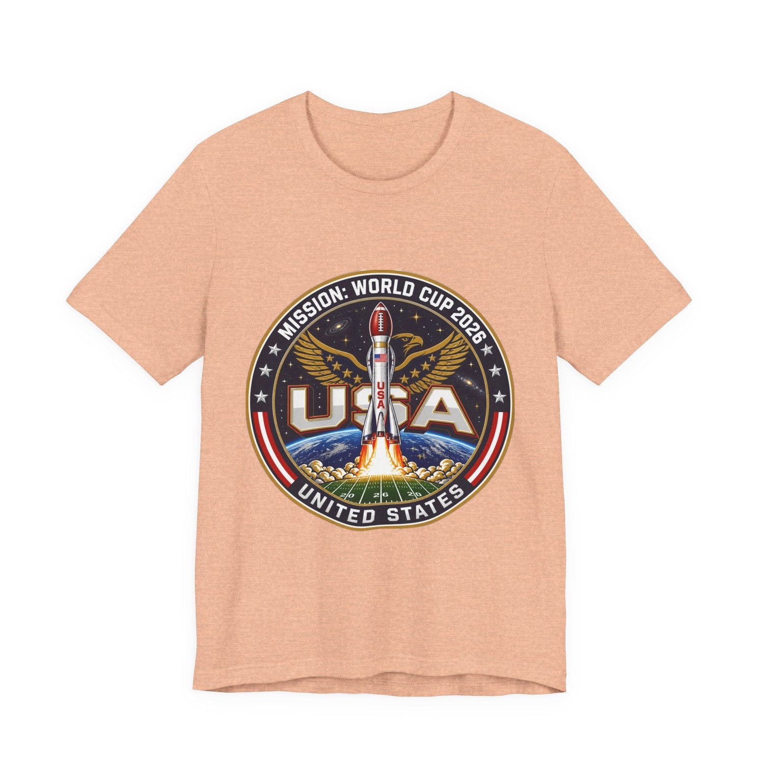 USA Rocket Mission Tee — World Cup 2024 Vintage Space Graphic T-Shirt Printify