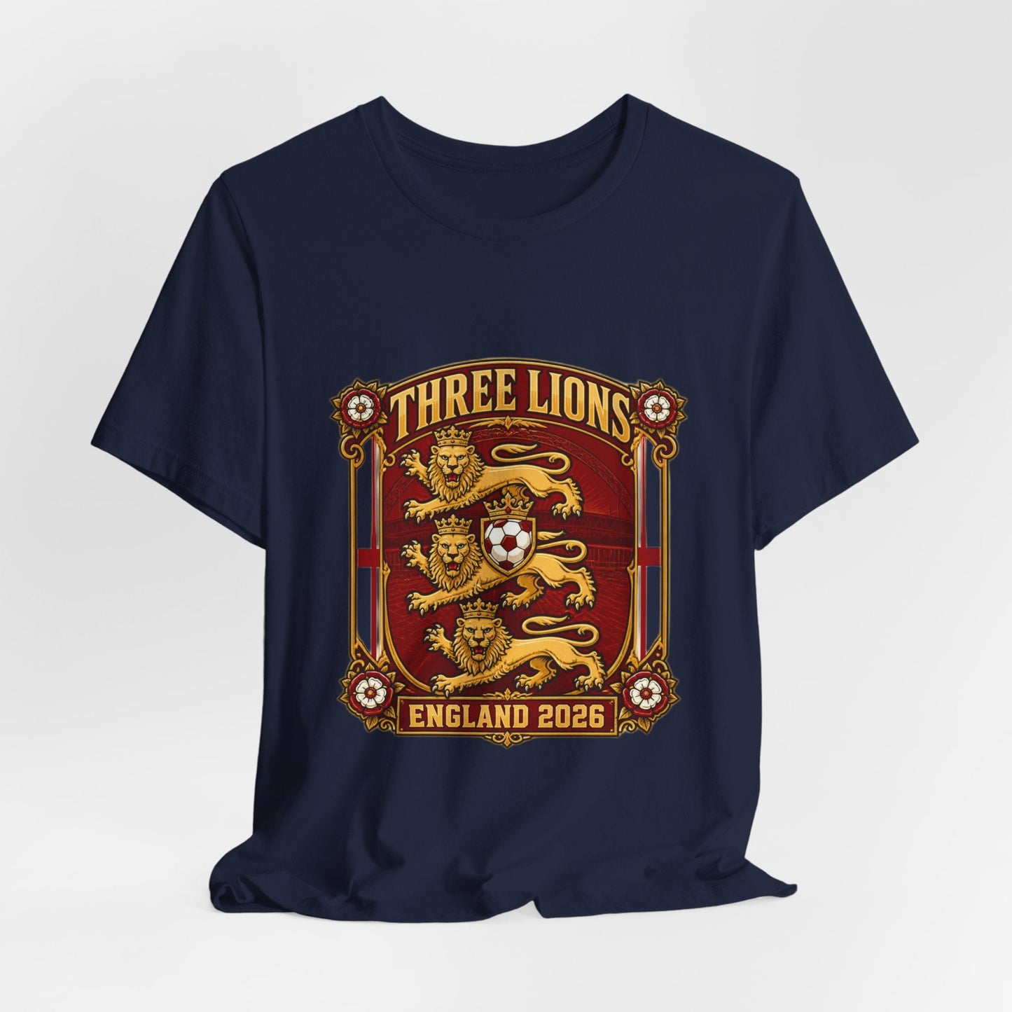 Three Lions England 2026 T‑Shirt — Vintage Football Crest Tee Printify