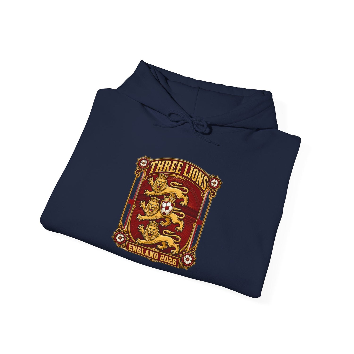 Three Lions England 2024 Hoodie — Retro Football Crest Hooded Sweatshirt Printify