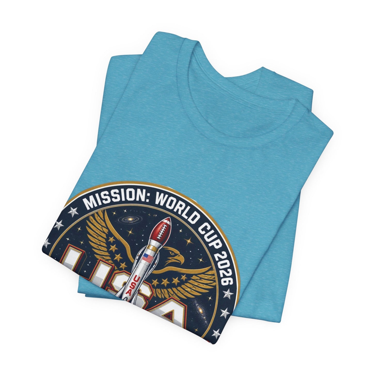 USA Rocket Mission Tee — World Cup 2024 Vintage Space Graphic T-Shirt Printify
